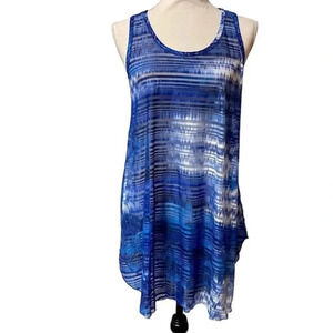 Jordan Taylor Blue White Tie Dye Semi-Sheer Tunic Swim Cover Up Size Medium